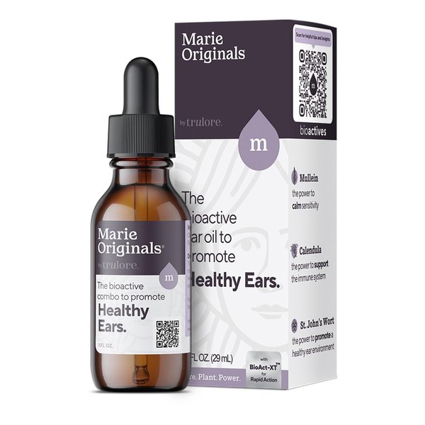 Marie Originals Natural Ear Oil Drops | Mullein Garlic Oil Ear Drops for Infections Prevention, Herbal Ear Ache Drops for Adults, Kids & Pets, Soothes Ear Pain & Wax Removal, Earache Remedies (1 Pack)