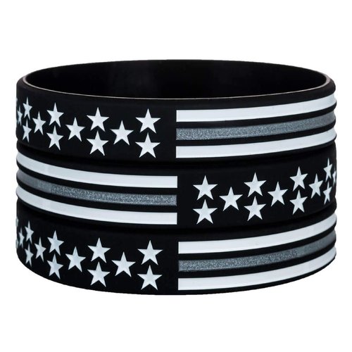 Sainstone Thin Gray Line American Flag Bracelets - Thin Silver Line Correctional Officers Silicone Wristbands Gifts for Prison Guards, Probation Officers, Parole Officers, Bailiffs, Jailers (Unisex)