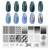 KAAGEE 5Pcs Nail Stamping Plates Plaid Nail Stamps Nail Art Stamping Plates Geometry Nail Stencils Nail Plate Template Nail Art Stamping Kit Nails Accessories with 1 Nail Stamper, 1 Scraper