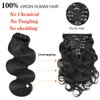 Yacurcur Body Wave Clip Ins Human Hair 8Pcs/Set 120 Gram Body Wave Clip in Hair Extensions 10A Brazilian Virgin Human Hair for Black Women Natural Black Color 22 Inch