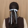 Hair Bows For Women, 4Pcs Bow Hair Clips Fabric Bowknot With Long Tail Hair Accessories Barrette Hair Ribbons for Women Girls Toddlers Teens Kids (4Pcs, Blue+White)