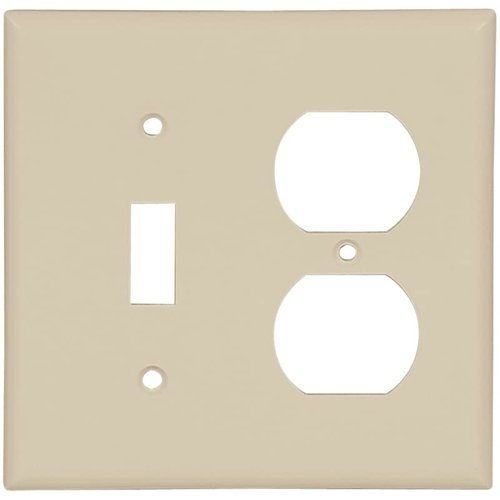 Arrow Hart 2138 Combination Standard Wall Plate, 2 Gang, 4-1/2 in L x 4.56 in W x 0.08 in T, Ivory