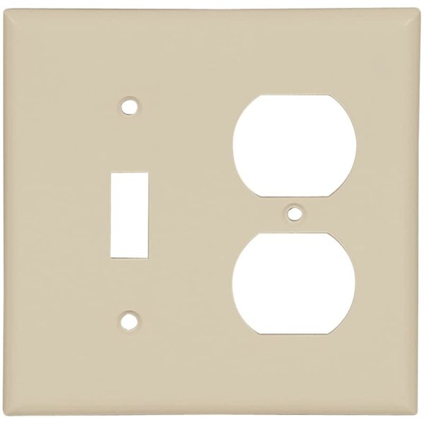 Arrow Hart 2138 Combination Standard Wall Plate, 2 Gang, 4-1/2 in L x 4.56 in W x 0.08 in T, Ivory