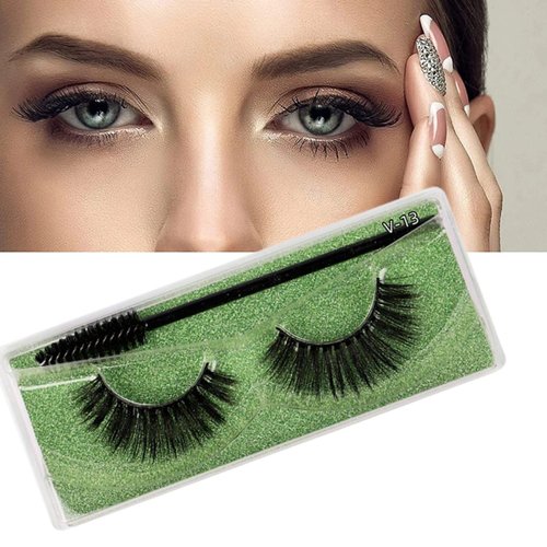 J.Fabrizio Eyelashes Makeup Natural 3D Dense Sexy False Lashes Soft Can Be Used Repeatedly False Eyelashes With Eyelash Brush Without Lash adhesive V-13 13mm