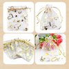 QIANHAILIZZ 100 pcs 3.5 x 4.7 Inch Flower Heart Organza Jewelry Gift Pouch Candy Pouch Drawstring Wedding Favor Bags X92 (A white with gold heart)