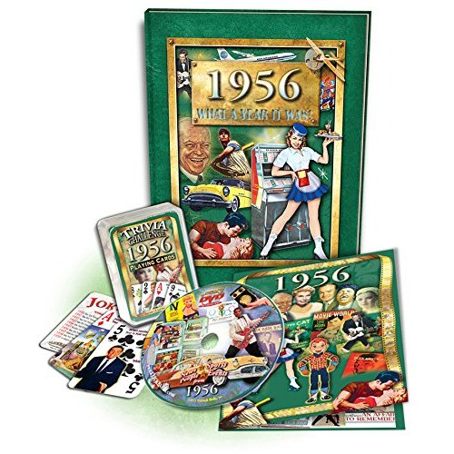 Flickback Media Gift Set: 1956 What a Year it was! Book, DVD Greeting Card & Trivia Playing Cards