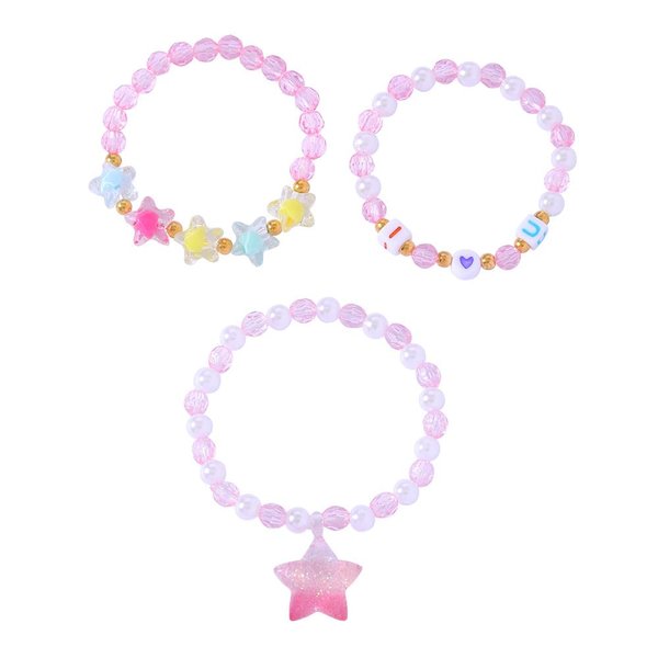 Zhang shine Lovely Rainbow Star Charm Bracelets Beaded Bracelets Set for Beads Stretch Bracelet Y2k Bff Friendship Party Favors Pretend Play Birthday Holiday Gift