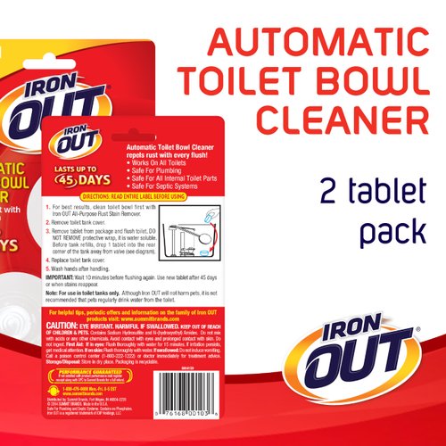 Super Iron Out AT12N Automatic Toilet Bowl Cleaner-2.1 Ounces/2 Uses-Rust and Hard Water Stain Repellent Cleans with Each Flush