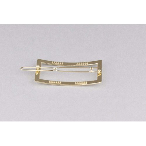 Gold rectangle barrette outline shape metal hair clip barrette gold shiny clip