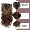 Clip in Hair Extensions - 16 Inch 7 Pcs Chocolate Brown Hair Extension Synthetic Fiber for Women Natural Wavy Extensions Synthetic Full Head