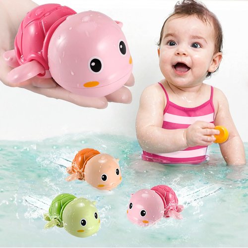 Kids Swimming Turtles Bath Toys - Baby Pool Toys for 1 Year Old Girl Gifts - Floating Water Bathtub Toys for Toddlers 1-3 - Wind Up Bath Toys for Infant Ages 1-2 2-4