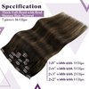 LaaVoo Clip in Hair Extensions Real Human Hair Balayage Remy Hair Extensions Clip ins Dark Brown to Light Brown Real Hair Extensions Clip in Human Hair Double Weft 20 Inch 7pcs 120g