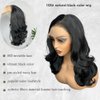 LOLYDEER 13X6 Body Wave Lace Front Wigs Black Wavy Synthetic Lace Front Wig HD Glueless Lace Wigs Pre Plucked Natural Hairline With Baby Hair 18 Inch Wear And Go Wigs For Black Women