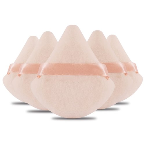 Powder Puff Daubigny 6 PCS Makeup Face Soft Triangle Puffs for Loose Mineral Body Velour Cosmetic Foundation Sponges Blender Beauty Tools(Nude)