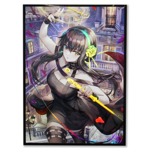 60ct (Yor Forger) 67x 92 mm Holographic Flashing Top Loading Trading Card Sleeves Deck Protector for MTG/TCG/PTCG Art Anime Printing Card Sleeves Protectors