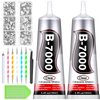 Shynek 2×130ML B7000 Rhinestone Clear Jewelry Adhesive Glue with Precision Tip and 1365PCS Charm Rhinestones Flatback Gem for Craft, Fabric Glue with Tools for Jewelry Making Clothes Elastic String