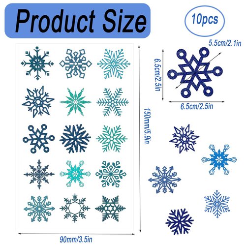 150Pcs Snowflake Temporary Tattoos Blue Snowflake Glitter Tattoos Stickers Winter Snowflake Stickers Christmas Temporary Tattoos for Christmas Party Supplies