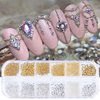3D Nails Art Metal Charms Gold Nail Micro Caviar Beads Nail Studs for Women Rivet Nail Art Jewels Decoration Pixie Crystal for Nails Rhinestones Kit Professional Manicure Supplies