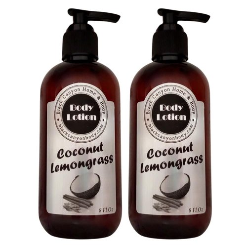 Black Canyon Coconut Lemongrass Scented Luxury Body Lotion with Lanolin and Jojoba Oil, 8 Oz (2 Pack)