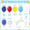 152pcs Paw Balloons Garland Arch Kit, Paw Print Balloons with Dog Bone Foil Balloons Royal Blue Yellow Red Balloons for Baby Shower Paw Themed Birthday Party Decorations
