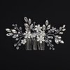 BERYUAN Rhinestone Crystal Pearls Flowers Hair Comb Crystal Rhinestone Wedding Bridal Hair Comb Rhinestone Bridal Headpiece Flowers Pearls Hair Side Comb for Brides Bridesmaid (silver)