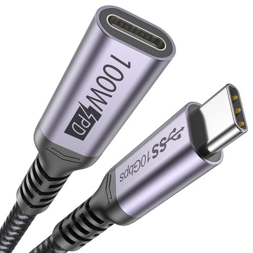 DteeDck USB C Extension Cable 3ft, USB Type C 3.2 (100W Fast Charging &10Gbps Data Transfer & 4K Video) Extender Cord Male to Female for Laptop Tablet Mobile Phone and More