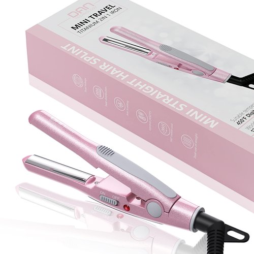 DAN Technology,Small Hair Straightener for Short Hair,1/2" Mini Hair Straightener, Dual Voltage Travel Flat Iron,U-Shaped Plates & 30s Fast Heating