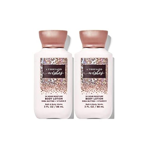 Bath and Body Works 2 Pack 24 Hour Moisture Travel Size Body Lotion 3 Oz. (A Thousand Wishes)