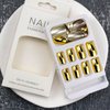 Gold Press on Nail Square Fake Nail Glue on Nail Gold Mirror Nail Design Artificial False Nails Short for Women Girls Stick On Nail for Acrylic Nails