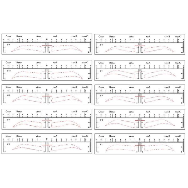 YIZHUO Brow Stamp Tool, Eyebrow Ruler Sticker, Microblading Stencils, Eyebrow Shaping Stencils, Microblading Supplies, Eyebrow Template Permanent Makeup Measure Tool 50Pcs Different Shapes(10 Shapes)