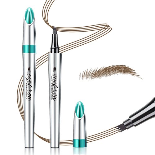 Eyebrow Pencil Eyebrow Microblading Pen - Eyebrow Pen Micro 4 Point Brow Pen Lift & Snatch Eye Makeup for Brow Flick, Long-Lasting Waterproof Natural 3D Eyebrow Hair, Dark Brown