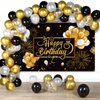 Black and Gold Birthday Party Decorations 50 Pieces Gold Black Balloon Arch Garland Kit Happy Birthday Backdrop Banner Decorations for Kids Men Women Anniversary Birthday Party Supplies Decor