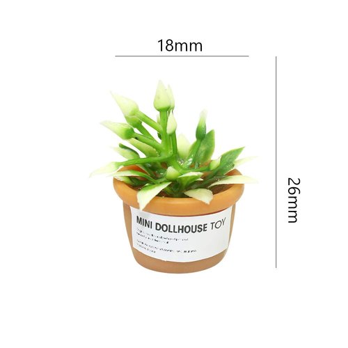Dollhouse Decoration Plant Pots Miniature Green Potted Miniature Bonsai Model Dollhouse Accessories Decor,1 12 Scale Doll House Miniature Plant Model (4 Different Green Plant)
