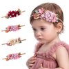 Wiwpar Flower Crown Headband Bead Headwear Elastic Adjustable Head Piece Girl's Hairbands for Toddler and Childrens (Red Wine)