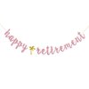 INNORU Happy Retirement Banner - Pink Glitter Welcome Back- Retired AF, Retirement Party Decorations for Women