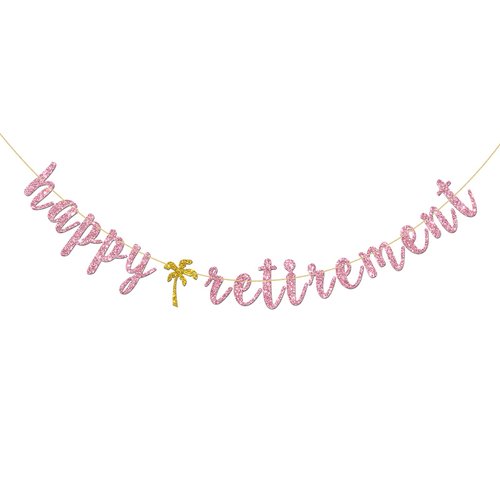 INNORU Happy Retirement Banner - Pink Glitter Welcome Back- Retired AF, Retirement Party Decorati...