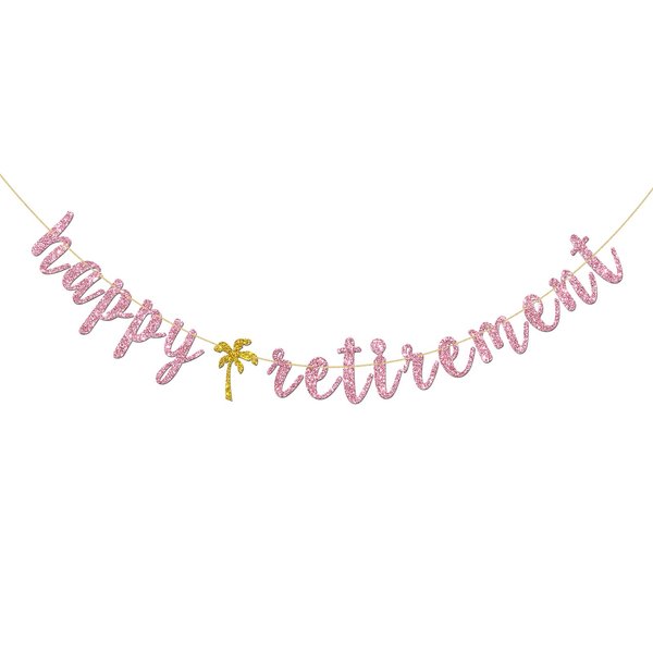 INNORU Happy Retirement Banner - Pink Glitter Welcome Back- Retired AF, Retirement Party Decorations for Women