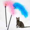 Hypeety 2 pcs Cat Toys Interactive Feather Wand Teaser Wand Feather Rod with Bells Cat Kitten Fun Interactive Toys (Random Color)