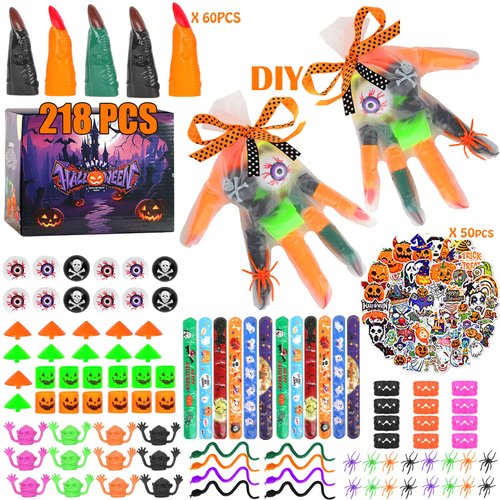 218 Pcs Halloween Party Favors Bulk Toys for Kids, Assortment Cute Halloween Themed Toys, Kids Trick or Treat Party Favors Supplies, Halloween Prizes, Carnival Prizes, Treat Bag Stuffer