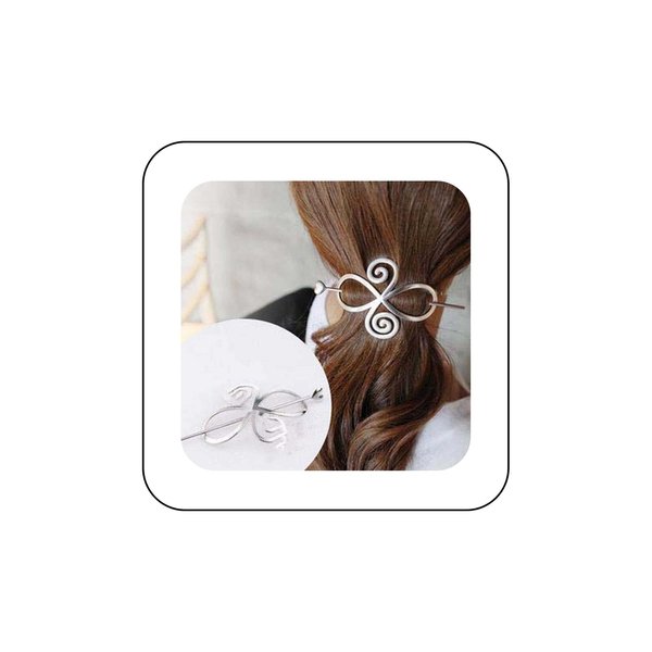 Andelaisi Boho Viking Celtic Knot Hair Stick Hairpin Vintage Infinity Hair Slide Hair Clip Silver Hair Sticks Metal Long Bun Holder Clip Alloy Hair Accessories for Women and Girls Headdress
