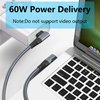 Maixbomr 90 Degree USB C to USB C Cable 1M/3FT, Right Angle 60W PD Type C Fast Charging & Data Transmission Nylon Braided Cable, for Type C Devices Laptop/Tablet/Cell Phone(Gray)
