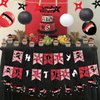 Fangleland Ninja Birthday Party Decoration Red and Black Warrior Themed Party Supplies for Boys with Ninja Happy Birthday Banner Cake Topper Sticker and Paper Lanterns