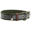 Cotton Web/Leather Reflective Dog Collar 18" Long 3/4" Wide Fits 12"-16" Neck, Basset Hound, Spaniel