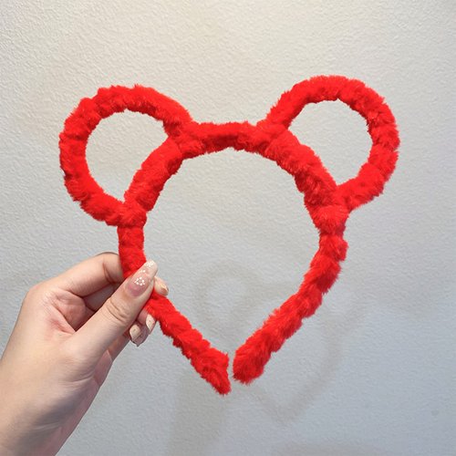 Women Mouse Bear Ears Headband Winter Thick Plush Hair Hoop Round Ear Hairband Makeup Bandana Hair Accessories for Cosplay Party Supplies
