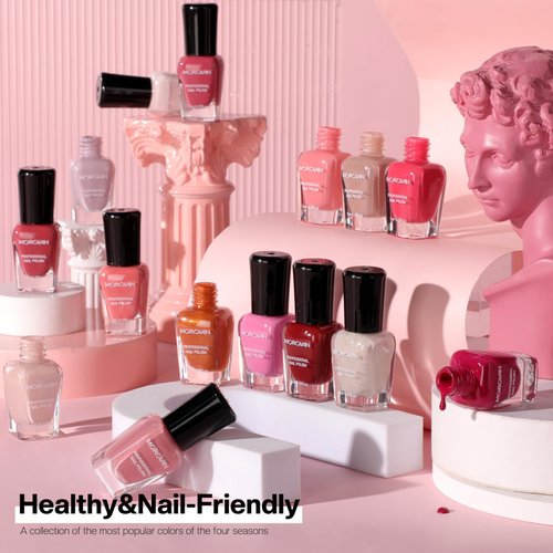 Morovan Fingernail Nail Polish Set: 15 Color Burgundy Red Fall Fingernail Polish Pink Air dry Regular Quick dry Nail Polish Pack 0.25oz Nail Polish Kit Gift for Women