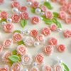 3D Flower Nail Charms, 60PCS 3D Flower Nail Art Rhinestones Pink Pale Pink Mixed Pearl Rose Designs Spring Blossom Acrylic Floral Nail Supplies with Pearls Manicure Decorations DIY Crafts