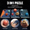 Wooden Solar System Model Board，Kids Solar System with Astronauts ，Montessori Planet Toys,Educational Planets Balls,Preschool Learning Puzzle，Space Knowledge Flash Cards Learning Toys for Kids