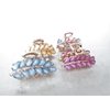 Small gold metal leaf crystal hair claw bridal clip (Primary color: Blue)