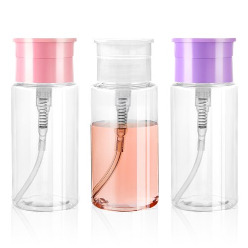 ShanySheny 3 Pack Acetone Dispenser, Push Down Pump Dispenser Empty Bottle for Facial Toner Makeup Remover Essence Dish Detergent Nail Polish Remover 5.1oz/150ML