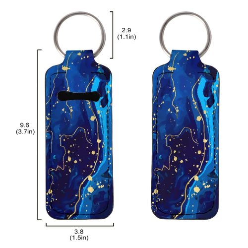 ENLACHIC 3 Pcs Cute Print Chapstick Holder Keychain Lip Balm Holder Sleeve Pouch Clip-on Lipstick Holder Keychains for Women Girls,Marble
